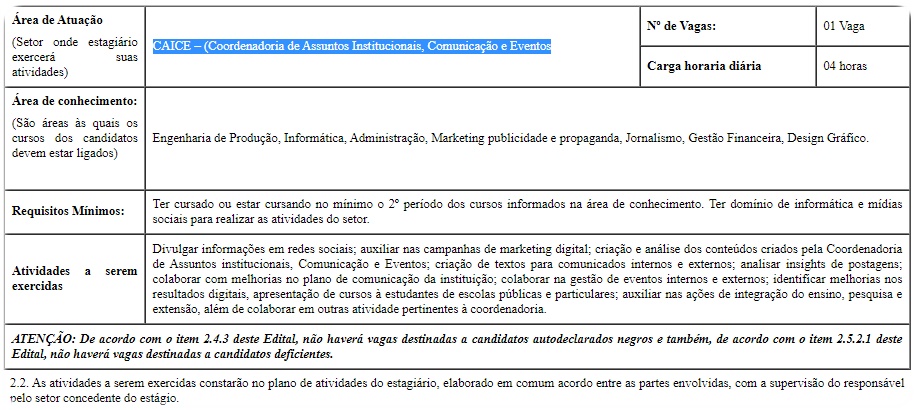 Qual é a carga horária de um estagiário? 