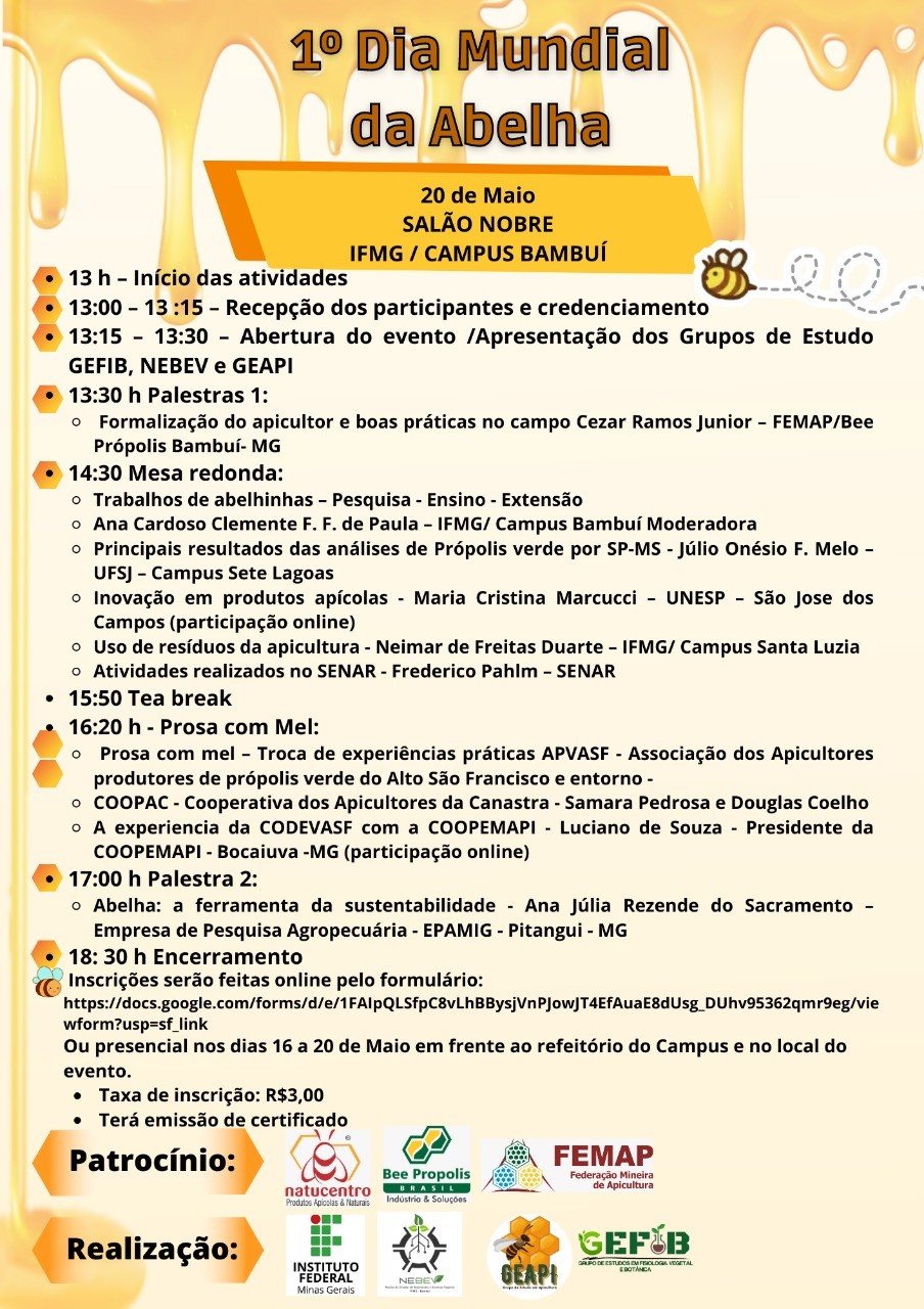 Dia Mundial da Abelha programação
